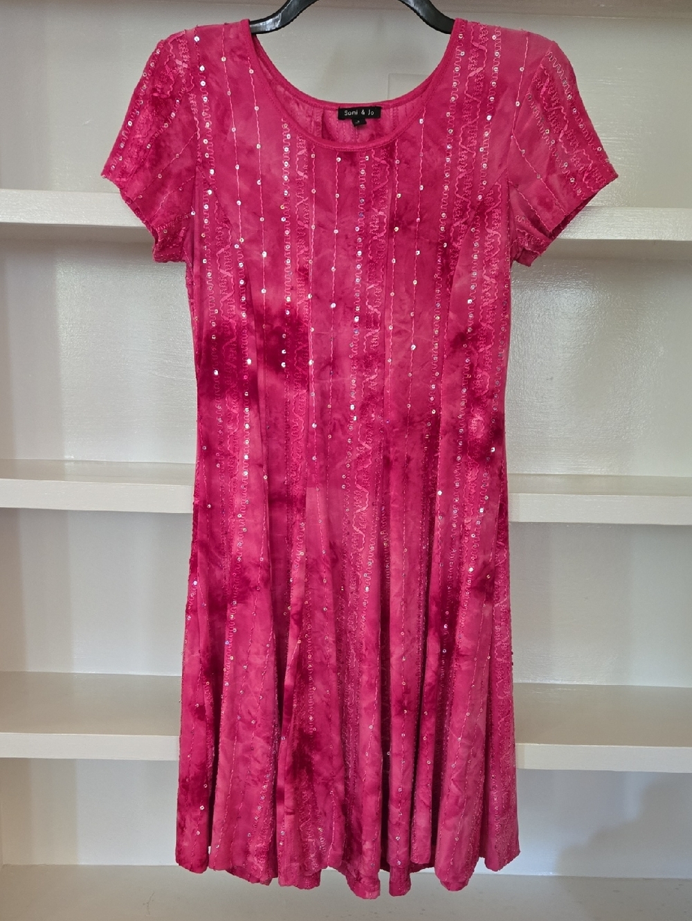 Sami & Jo Hot Pink Sequin Embellished A-Line Dress
